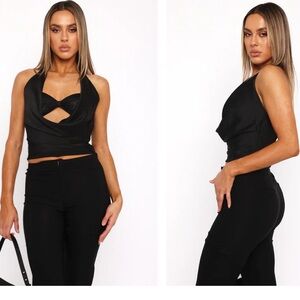 Women’s Gray White Fox Halter Top, including gray, lace bralette Size 8